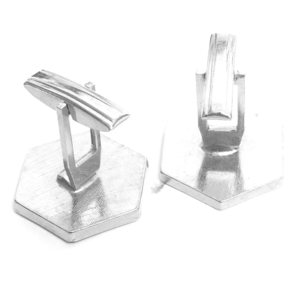 Vintage Hexagon Star Rhinestone Silver‎ Cufflinks